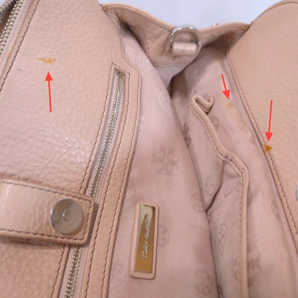 Tory Burch Mercer Dome Satchel Pebbled Leather Blush Pink Crossbody Turnlock